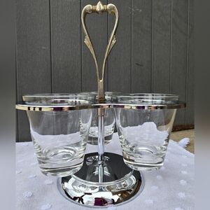 Vintage Kromex Chrome Art Deco Heart Revolving 3-Bowl Lazy Susan Server
